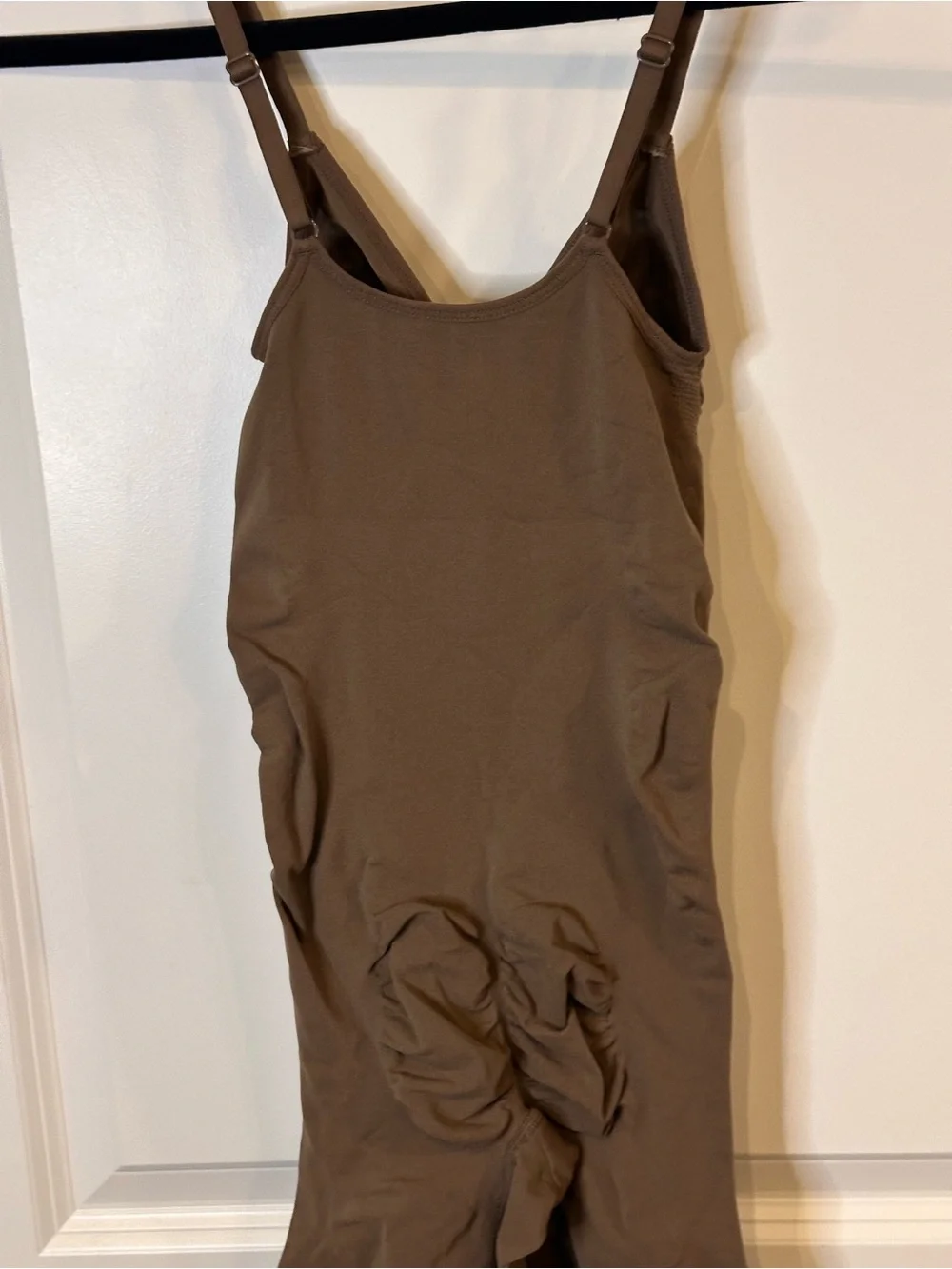 Brown Full Body Shapewear Bodysuit Open Bust Tummy Control Thigh Shaper M/L